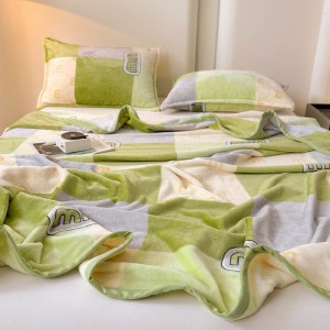 High gram weight blue printing milk fleece printed home textiles bedding blanket supplier