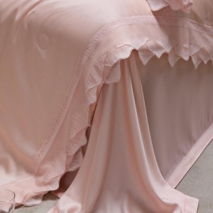 Hot selling lyocell 4-pieces home hotel textile beige solid color duvet comforter cover beige bed linen bedding set