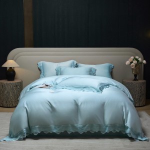 Hot selling lyocell 4-pieces home hotel textile beige solid color duvet comforter cover beige bed linen bedding set