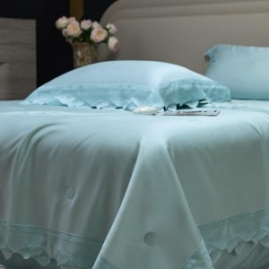 Hot selling lyocell 4-pieces home hotel textile beige solid color duvet comforter cover beige bed linen bedding set