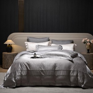 Light luxury senior satin cotton bed linen pink king size house jacquard comforter cover bedroom bedding set wholesaler