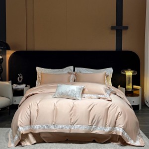 Elegant design full size solid color adult pillowcases luxury 100% cotton sateen pink comforter cover bedding set supplier