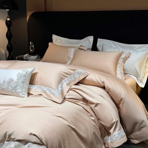Elegant design full size solid color adult pillowcases luxury 100% cotton sateen pink comforter cover bedding set supplier