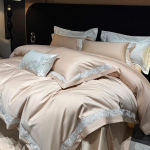 Elegant design full size solid color adult pillowcases luxury 100% cotton sateen pink comforter cover bedding set supplier
