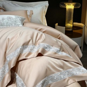 Elegant design full size solid color adult pillowcases luxury 100% cotton sateen pink comforter cover bedding set supplier