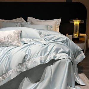 Elegant design full size solid color adult pillowcases luxury 100% cotton sateen pink comforter cover bedding set supplier