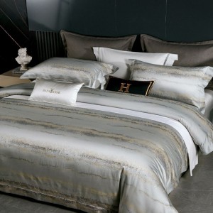 100S double-strand Egyptian cotton Giza long-staple cotton yarn-dyed jacquard buried rope craft four-piece bedding set