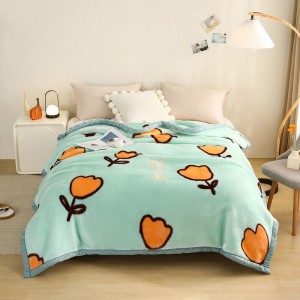 High gram weight green Raschel fleece fluffy 2/2.3m coverlets high-quality 1-piece blanket