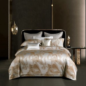 Luxury Egyptian cotton Giza long-staple cotton yarn-dyed jacquard buried rope craft duvet quilt comforter cover four-piece bedding set