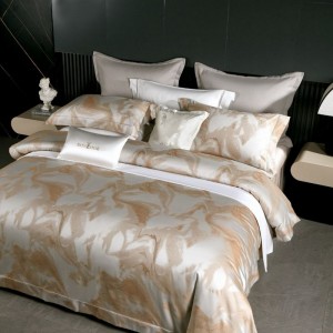 Luxury Egyptian cotton Giza long-staple cotton yarn-dyed jacquard buried rope craft duvet quilt comforter cover four-piece bedding set