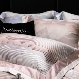 Wholesale hot selling satin 100% cotton pink comforter quilt cover luxury jacquard designers double twin bed sheets bedding set