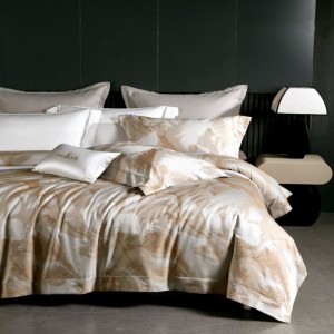 Luxury Egyptian cotton Giza long-staple cotton yarn-dyed jacquard buried rope craft duvet quilt comforter cover four-piece bedding set