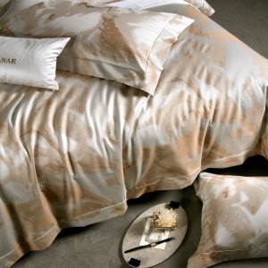 Luxury Egyptian cotton Giza long-staple cotton yarn-dyed jacquard buried rope craft duvet quilt comforter cover four-piece bedding set