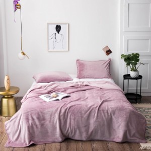 High-quality blue solid color milk fleece coverlets queen size blanket wholesaler