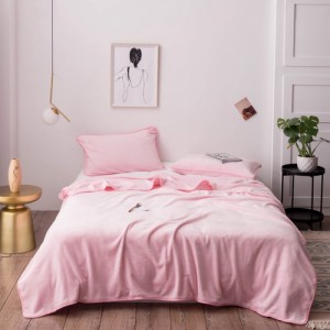 High-quality blue solid color milk fleece coverlets queen size blanket wholesaler