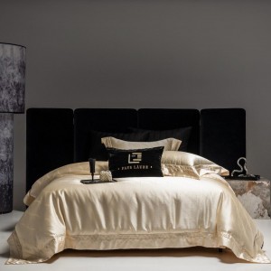 Luxury Gold Jacquard Satin Pima Cotton Home Textiles Quilt Cover 4-piece Duvet Cover Bedding Set