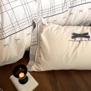 High-quality satin cotton white bed sheets exquisite single size embroidery quilt cover home textile bedding set manufacture