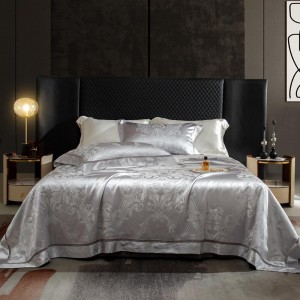 Luxury senior satin lyocell cotton bed linen exquisite king size white jacquard comforter cover bedroom bedding set wholesaler