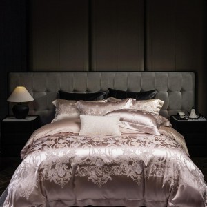 Princess style jacquard home textile lyocell cotton bed linen purple duvet quilt comforter cover bedding set wholesaler