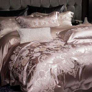 Princess style jacquard home textile lyocell cotton bed linen purple duvet quilt comforter cover bedding set wholesaler