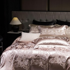 Princess style jacquard home textile lyocell cotton bed linen purple duvet quilt comforter cover bedding set wholesaler