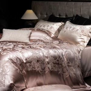 Princess style jacquard home textile lyocell cotton bed linen purple duvet quilt comforter cover bedding set wholesaler