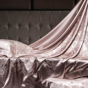 Princess style jacquard home textile lyocell cotton bed linen purple duvet quilt comforter cover bedding set wholesaler
