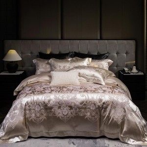 Princess style jacquard home textile lyocell cotton bed linen purple duvet quilt comforter cover bedding set wholesaler