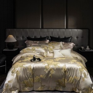 Princess style jacquard home textile lyocell cotton bed linen purple duvet quilt comforter cover bedding set wholesaler