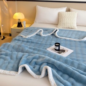 Hot selling 1-pieces home hotel textile blue solid color home textiles milk fleece blanket supplier