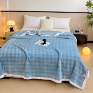 Hot selling 1-pieces home hotel textile blue solid color home textiles milk fleece blanket supplier