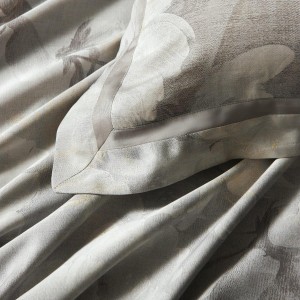 Wholesale high-end printing pillowcases grey comforter set soft bed linen fitted sheets 2m/2.2m bedding set for adults