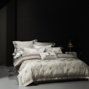 Wholesale high-end printing pillowcases grey comforter set soft bed linen fitted sheets 2m/2.2m bedding set for adults
