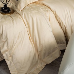 High-quality beige color jacquard quilt cover lyocell cotton bedsheets warm bed sheet king size bedding set wholesaler