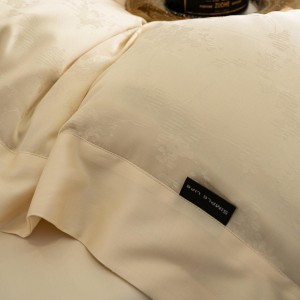 High-quality beige color jacquard quilt cover lyocell cotton bedsheets warm bed sheet king size bedding set wholesaler