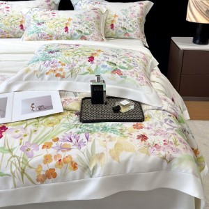 Premium lyocell home textile queen size white printing comforter duvet cover bed linen bedding set manufacture
