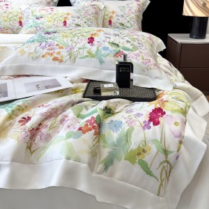Premium lyocell home textile queen size white printing comforter duvet cover bed linen bedding set manufacture