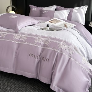 Wholesale high-end pillowcases pink embroidery comforter set cotton bed linen fitted sheets 2m/2.2m bedding set for adults