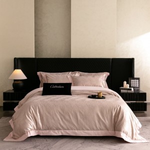 Wholesale Simple style quilt cover hot selling king size bedsheets 2 pink jacquard pillowslips bedding set for adults