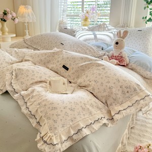 Premium quality white printing home textiles pure cotton comforter duvet cover bedding set