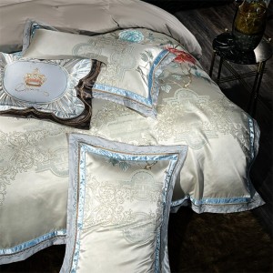 Hot-selling 4-pieces textile leaves jacquard 2m/2.2m bedsheet flat sheets 1.8m quilt cover premium bedding set manufacture