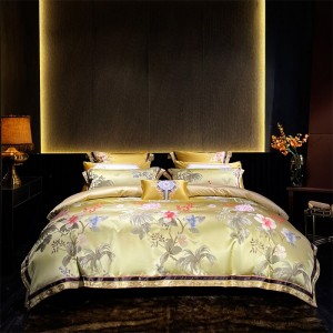 High quality yarn dyed sliver jacquard 4pcs home textiles patchwork bedding set supplier