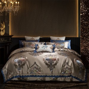 High quality yarn dyed sliver jacquard 4pcs home textiles patchwork bedding set supplier