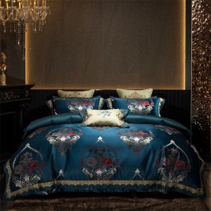 High quality yarn dyed sliver jacquard 4pcs home textiles patchwork bedding set supplier