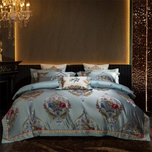 High quality yarn dyed sliver jacquard 4pcs home textiles patchwork bedding set supplier