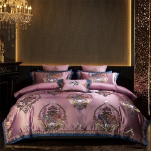 High quality yarn dyed sliver jacquard 4pcs home textiles patchwork bedding set supplier