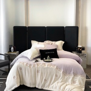 Winter warm embroidery quilt cover purple milk fleece adult comforter cover high-end bedsheets home textile bedding set supplier