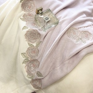 Winter warm embroidery quilt cover purple milk fleece adult comforter cover high-end bedsheets home textile bedding set supplier