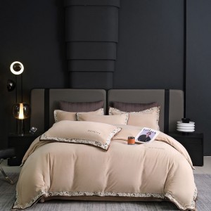 High gram weight velvet fluffy pillowcases 2/2.3m adult coverlets orange solid color pillow shams high-quality 4-piece bedding set manufacture