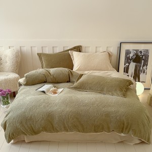 Exquisite pillowcase soft 200*230cm velvet quilt cover queen size hotel home textile bedding set manufacturer